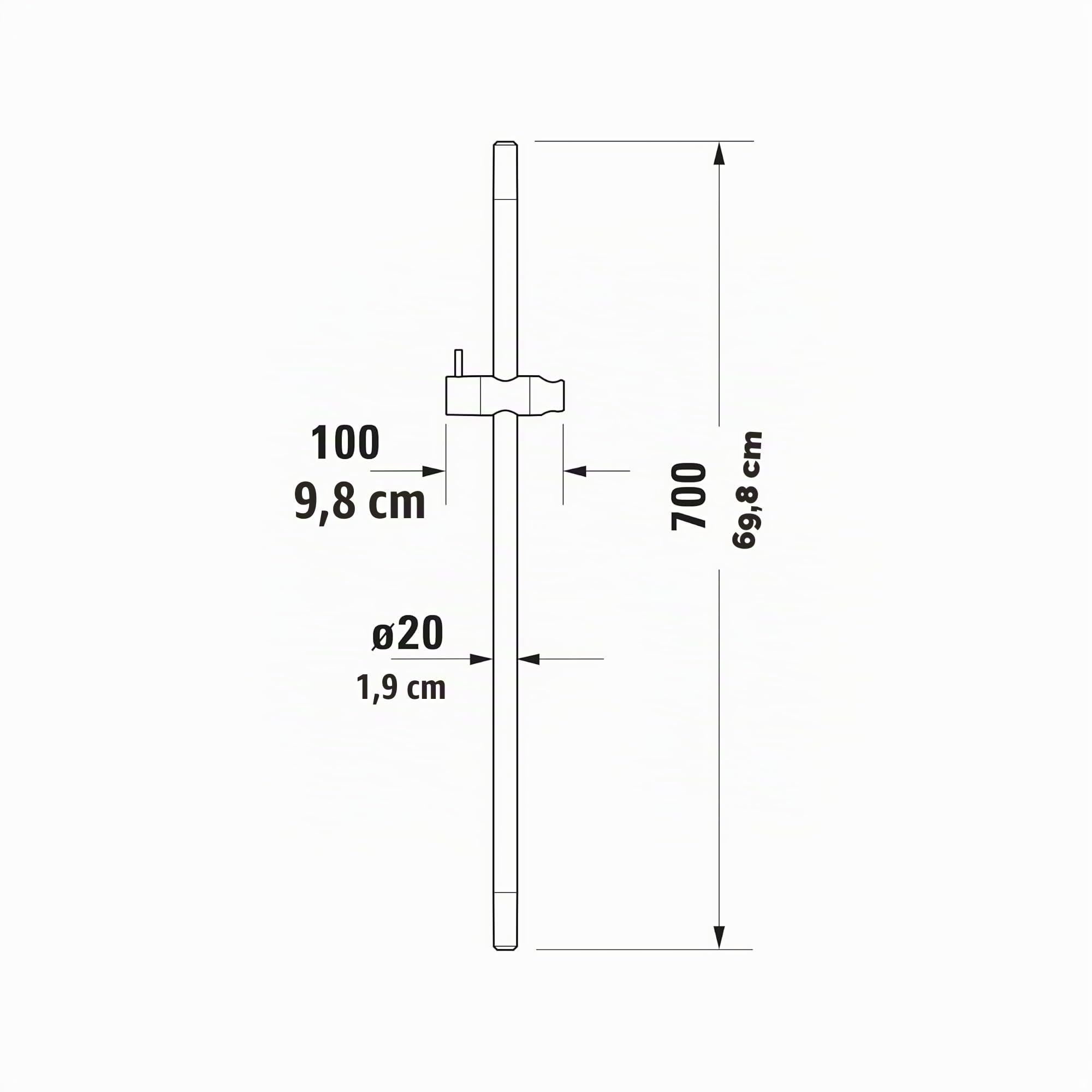 Duravit Universal Duschstange, Brausestange mit höhenverstellbarer Handbrausehalterung, variable Duschstange (700 mm), Chrom