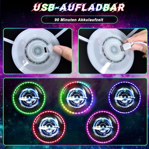 IEEILULU LED Frisbee, Frisbee mit Licht, Leuchtende Frisbee mit 12 Lichteffekte, Wiederverwendbar, LED Frisbee Disc Spaßsport für Kinder Erwachsene Rasenstrand im Freien
