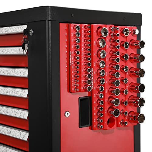Image of MIXPOWER 1 /4 inch,3 /8 inch,1 /2 inchDrive SAE Magnetic Socket Organizers, Total 68 Slots, SAE Socket Holders for Tool Chest, Sockets not Included