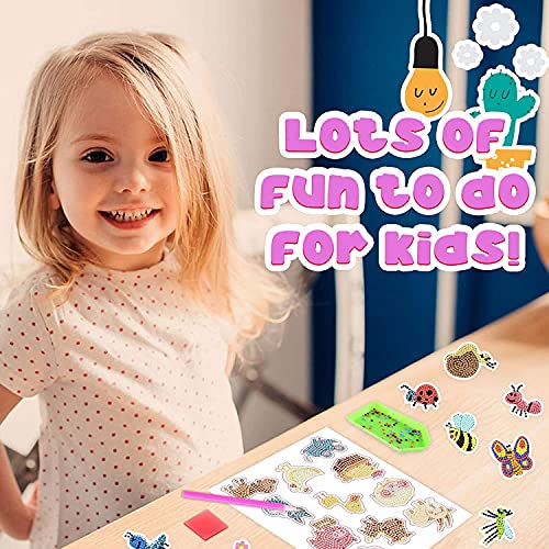 Image of YellowCult 5D DIY Diamond Painting Craft Kits for Kids, 9 PCS Cartoon Stickers, Stick Paint with Diamonds by Numbers, [Cute Insects & Bird Theme],