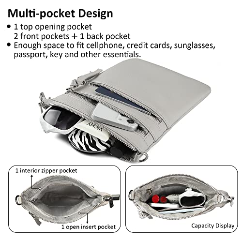 Befen Mini Gray Genuine Leather Crossbody Purses For Women, Lightweight Crossbody Phone Bags Cross Body Bag Purses(Beige Grey) #TOP2