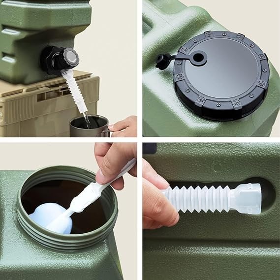Image of 25 L Camping Water Container Portable Camping Can Water can for Travelling Travel Hiking Picnic Water Storage Containers Dispenser Barrel with Faucet Water Camper Outdoor (Green, 25L)