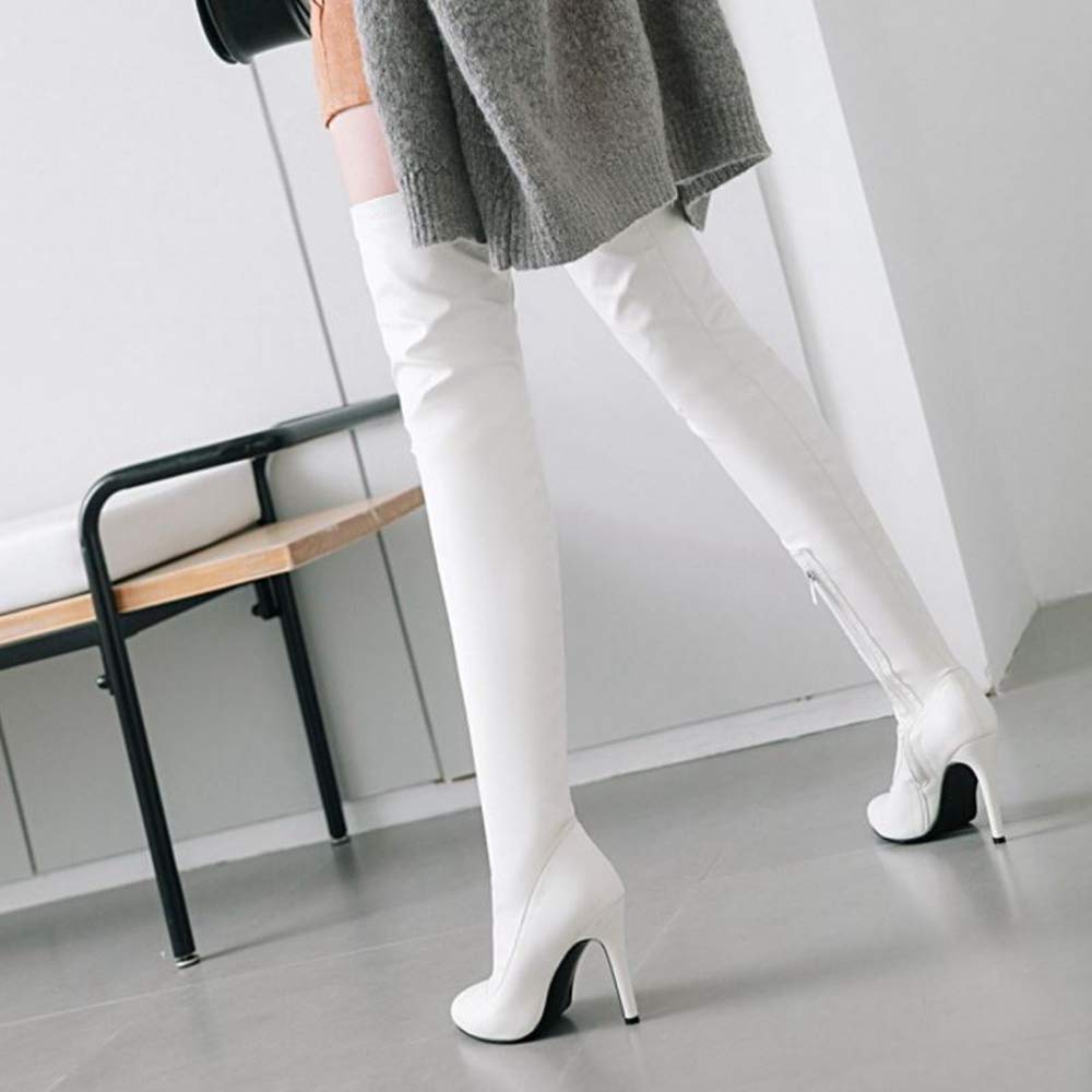 Onewus Sexy pour Femme Bout Pointu sur les Bottes au Genou avec Talons Aiguilles