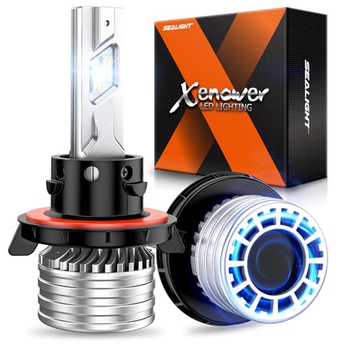 Image of SEALIGHT H13 Bulbs, 90,000LM 14X Brightness, 9008 H13 6500K White, IP68 Waterproof 70000Hrs Lifespan, 5X Heat Dissipation driving, Plug and Play, 2 Pack