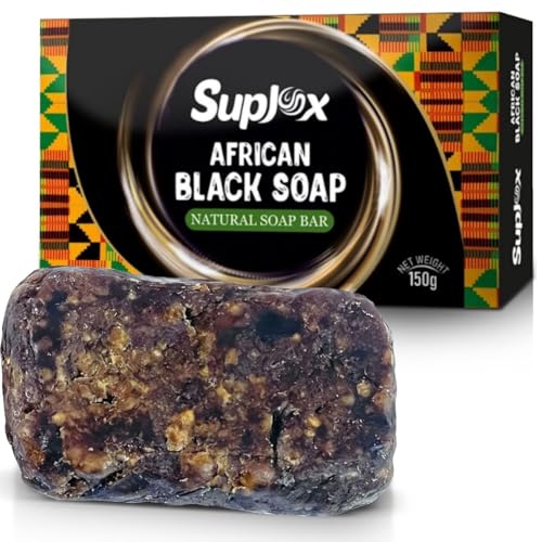 Raw African Black Soap Bar – Black African Soap for oily Skin, Scars, Dark Spots | Perfect for Pimples, Blackhead, Face & Body Wash | Face and Body Wash Soap 1 Count.