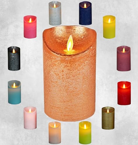 LED Echtwachskerze - Kupfer Rustik - D7,5cm / H12,50cm - mit...