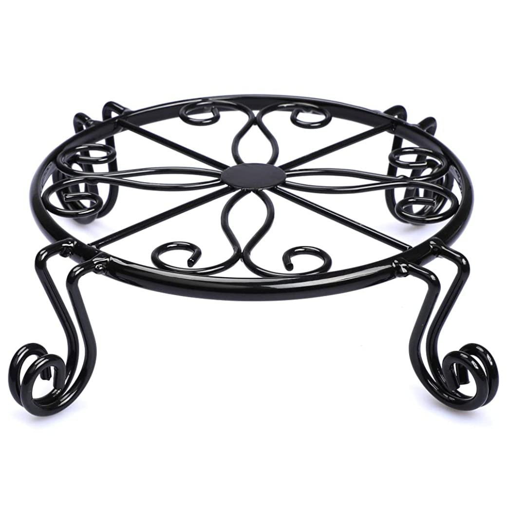 SMELEYOU Plant Stands, Black Plant Stand for Flower Pot Potted Holder Indoor Outdoor Metal Rustproof Iron Garden Container Round Supports Rack for Planter Stand Outdoor