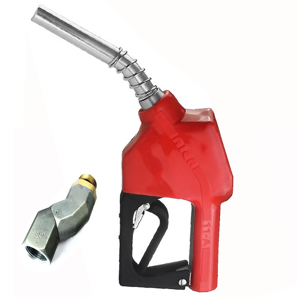 Automatic Fuel Nozzle Kit 3/4" NPT Auto Shut Off Diesel Fuel Nozzle Aluminum Alloy Diesel Petrol Fuel Nozzle Gas Fuel Transfer Refilling Nozzle with 13/16" Spout,360° Hose Swivel for Petrol Diesel Fu