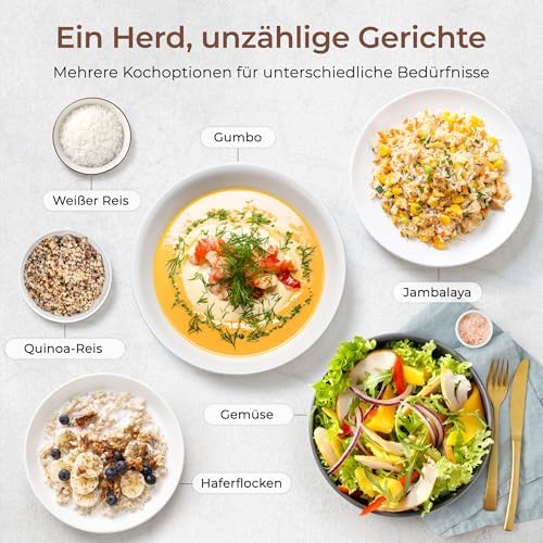 Bild 3 - TOKIT Rice Cooker 1.5L Pro Reiskocher Klein Mini aber Multifunktionen mit Display-Touch-Taste für 1-3 Personen Keramisch beschichteter Antihaft-Innenreistopf(Weiß)