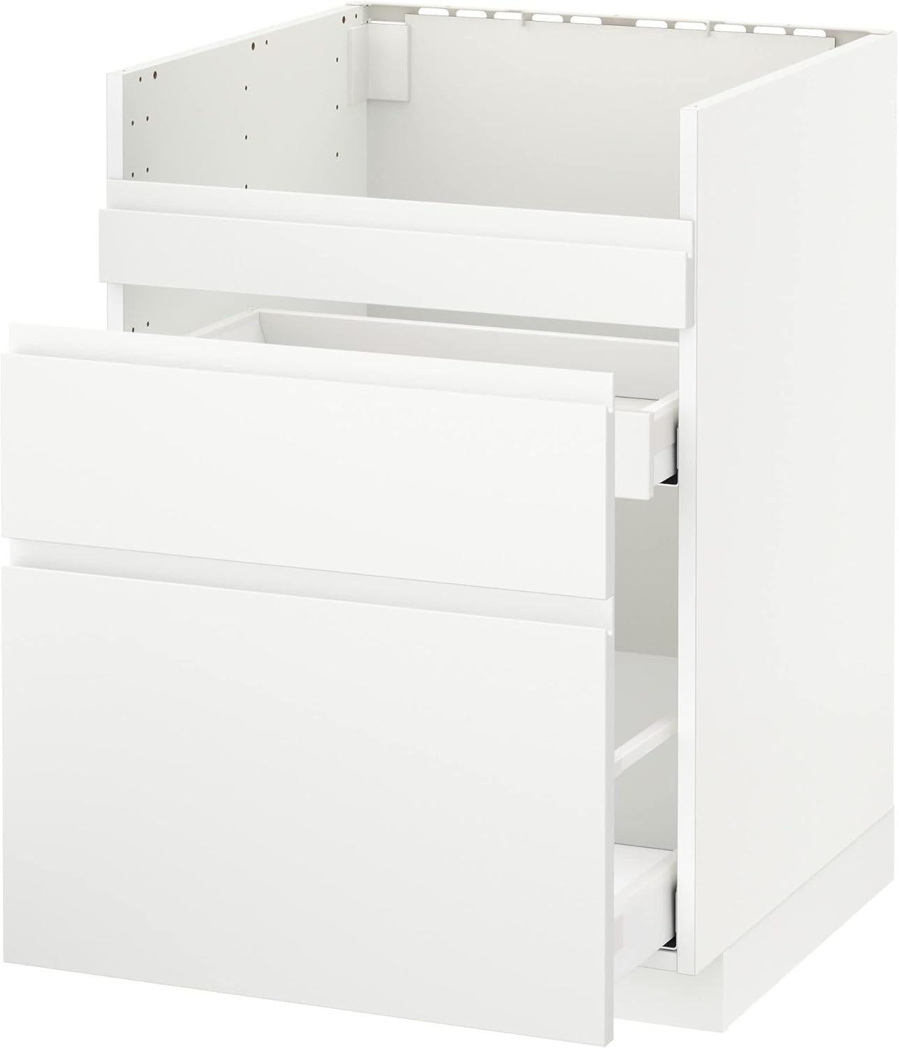 METOD Base cb f HAVSEN snk/3 frnts/2 drws, White Maximela/Boxtroop Matte White, 60x60cm