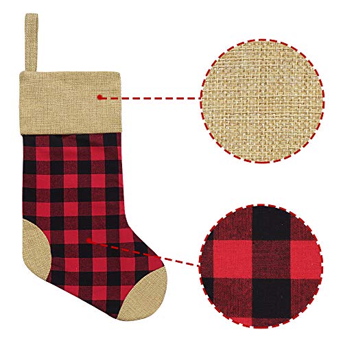 image for Ivenf Christmas Stockings, 4 Pcs 18 inches Red and Black Buffalo Check