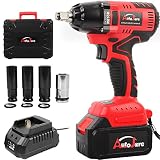 AUTOJARE Cordless Impact Wrench with 1/2” Chuck Max Torque 405 ft.lbs (550N.m) Powerful Brushless Mo
