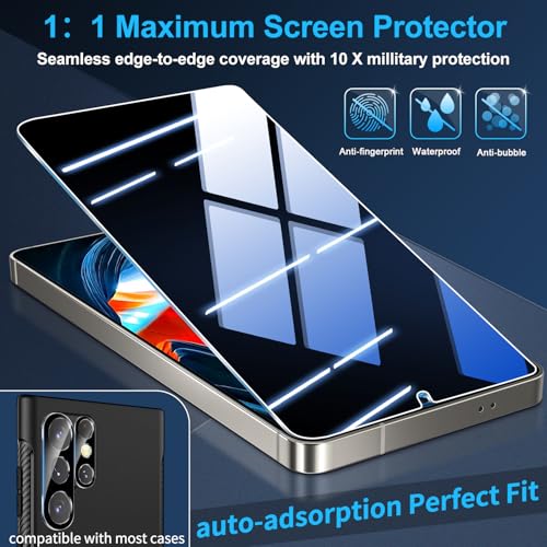 Image of 3 Pack Privacy Screen Protector for Samsung Galaxy S26 Ultra Tempered Glass + 2 Pack Camera Lens Protector, True 25Anti Spy, Military Grade Shatterproof, 9H+ Hardness, Auto Alignment Frame 6.9 inch