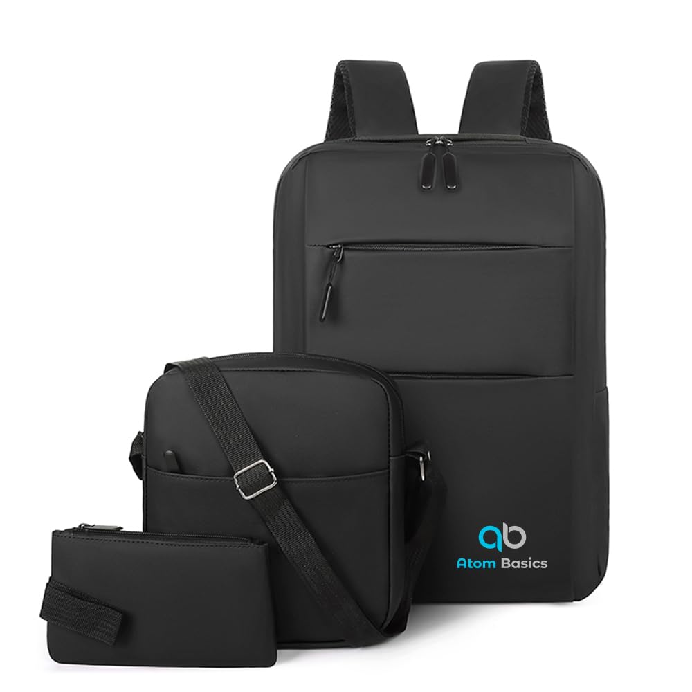 UrbanSet 3-in-1 Combo Backpack Set | Classic Black Laptop Bag with Crossbody Sling & Hand Pouch | Multi-Functional Travel, Office & College Bag Set | Stylish & Durable Everyday Carry Kit-image-24