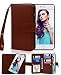 iPhone 6 Case, Crosspace iphone 6s Flip Wallet Case Premium PU Leather 2-in-1 Protective Magnetic Shell with Credit Card Holder/Slots and Wrist Lanyard for Apple Iphone 6/6s 4.7" (Brown)