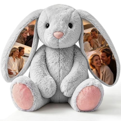 Personalized Bunny Stuffed Animal - Custom Gift with Photo for Couple Adult