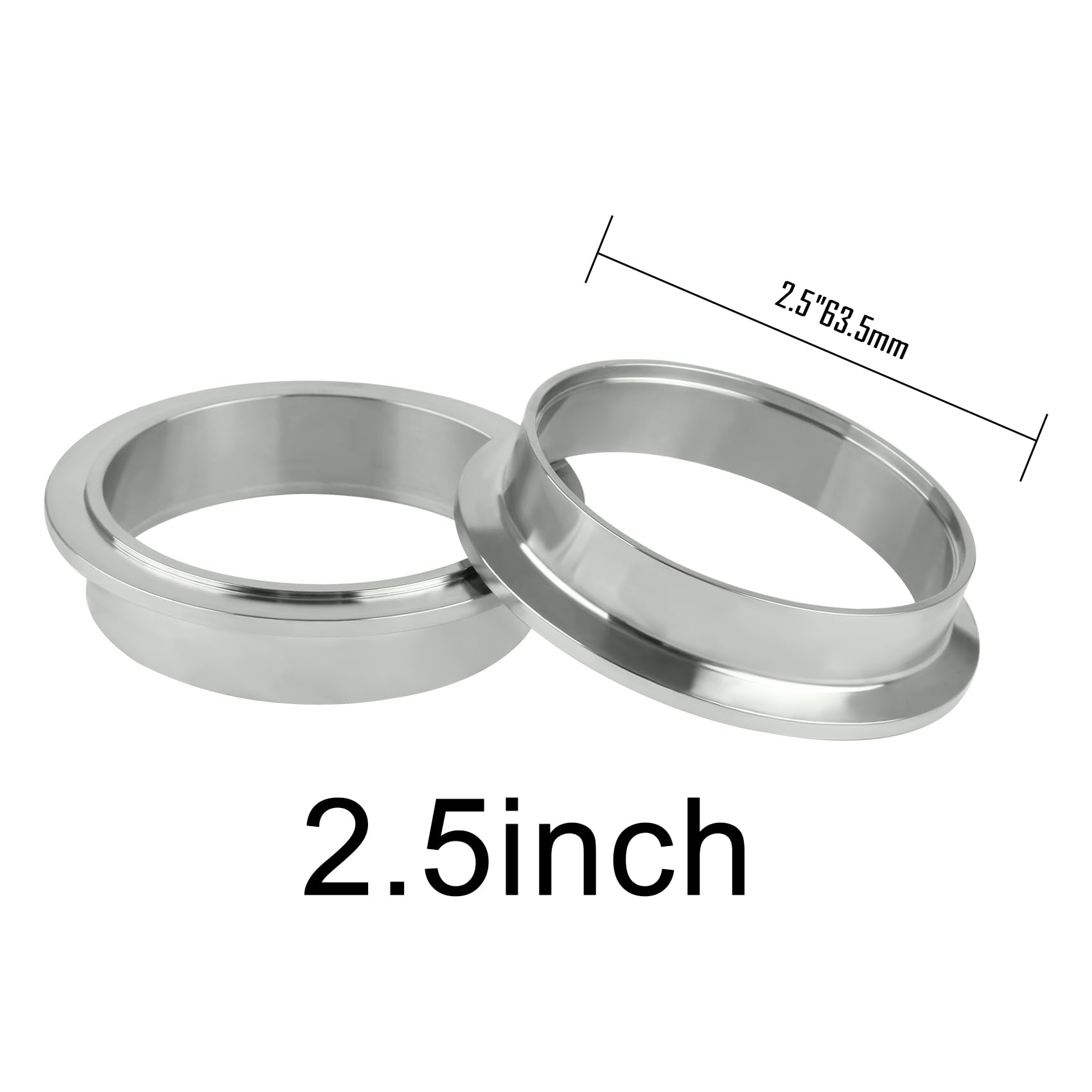 Morsetto V band 2,5 pollici (63.5mm),Kit di flangia-fascette a V,con morsetto a V in acciaio inox e flangia in ferro,per tubi di scarico turbo