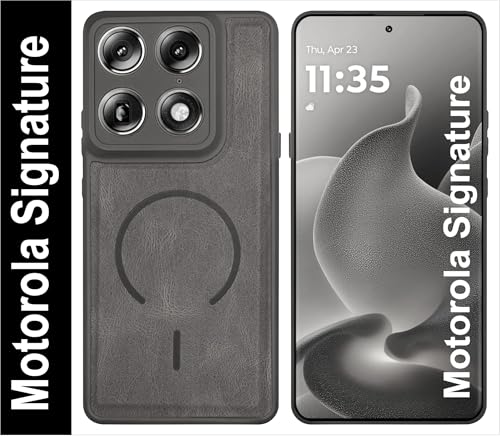 Image of SBMS Back Cover for Motorola Signature | Ultra Slim Soft Rubberised Hard Case | Oil Feel Soft Leather Back | Mag-Safe Design (Mag-Safe Not Support) | Camera Protection Case for Moto Signature (Grey)