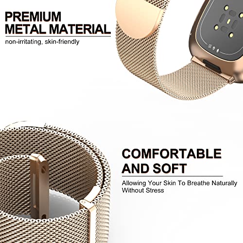 Higgs Strap Compatible with Fitbit Versa 3/4 & Sense 2, Dual Magnetic Adjustable Metal Strap - Rosegold Fashion for Women & Men - Image 3