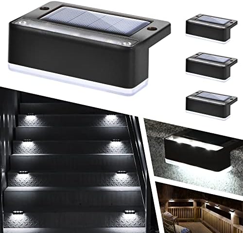 GEARLTIE - Lampade Solari da Giardino per Esterni, 4 Pezzi, 800 mAh, LED Caldo/Bianco, IP65, Resistente alle Intemperie, in Metallo, Decorazione per Esterni