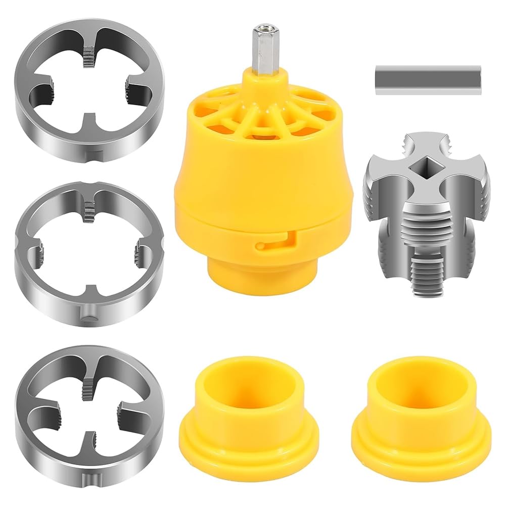 Vjsujehgy PVC Thread Maker Tool for Electric Drill, Dies Pipe Threader Plumbing Tool, PVC Pipe Threading Plumbing Kit A