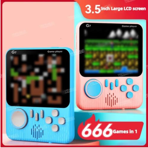 Image of VikriDA G7 Retro 3.5-Inch LCD Color Screen Handheld Game with Gamepad Support Console Mini Ultra-Thin 666 Built-in Games Player Gift for Kids - Multicolor