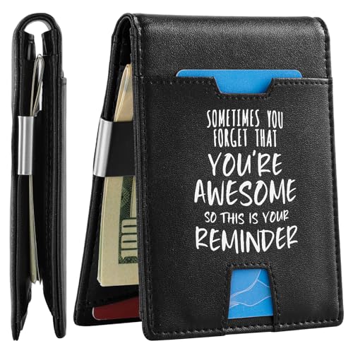 Lightbird Slim Wallet for Men with Money Clip,RFID Blocking Bifold Credit Card Holder for Men Father's Day Christmas Gifts