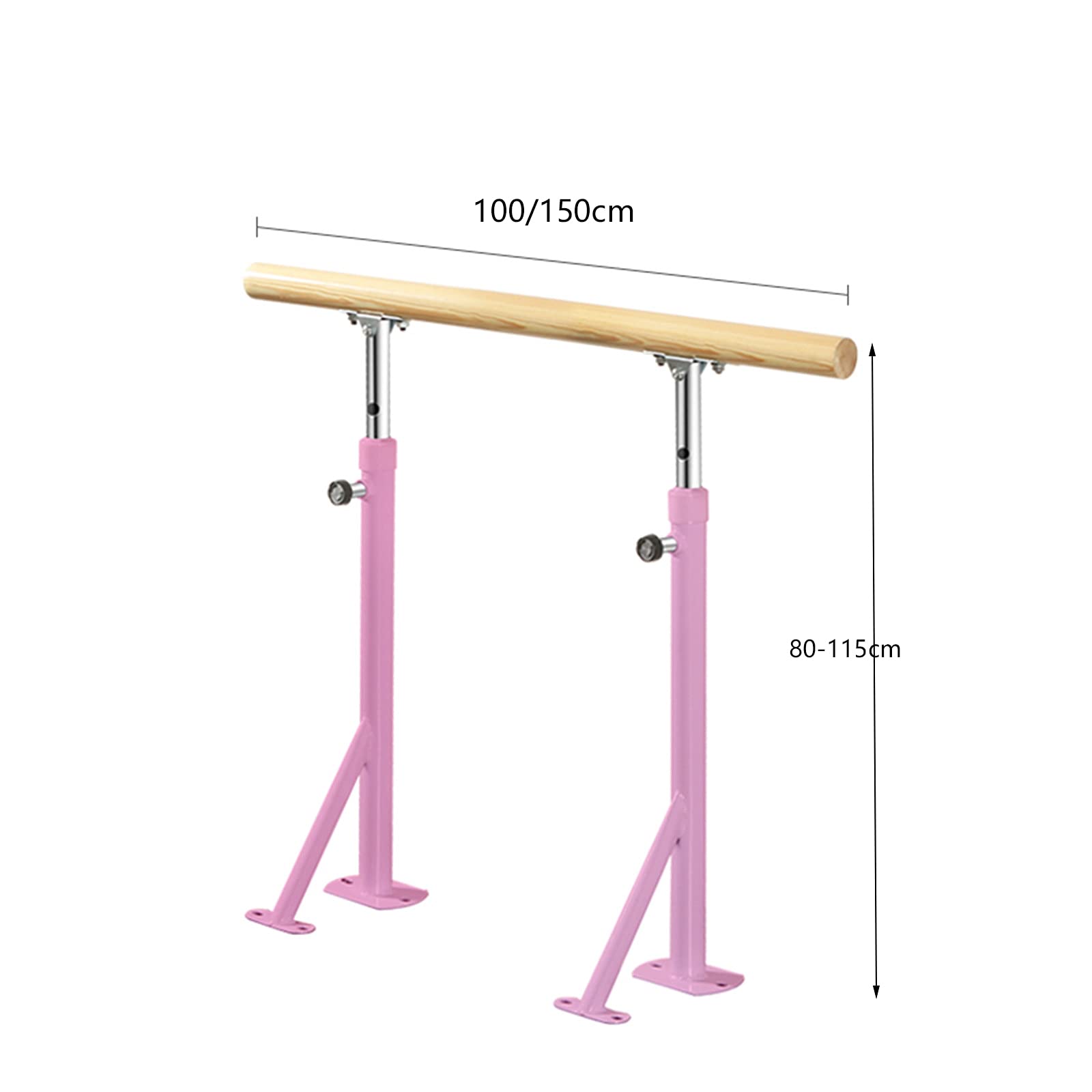 Barre elastiche per adulti, barra regolabile indipendente per danza, ginnastica, attrezzature per il fitness, 100/150 cm (dimensioni: 100 cm, colore: bianco) (Bianco 100 cm) (Bianco 150 cm)
