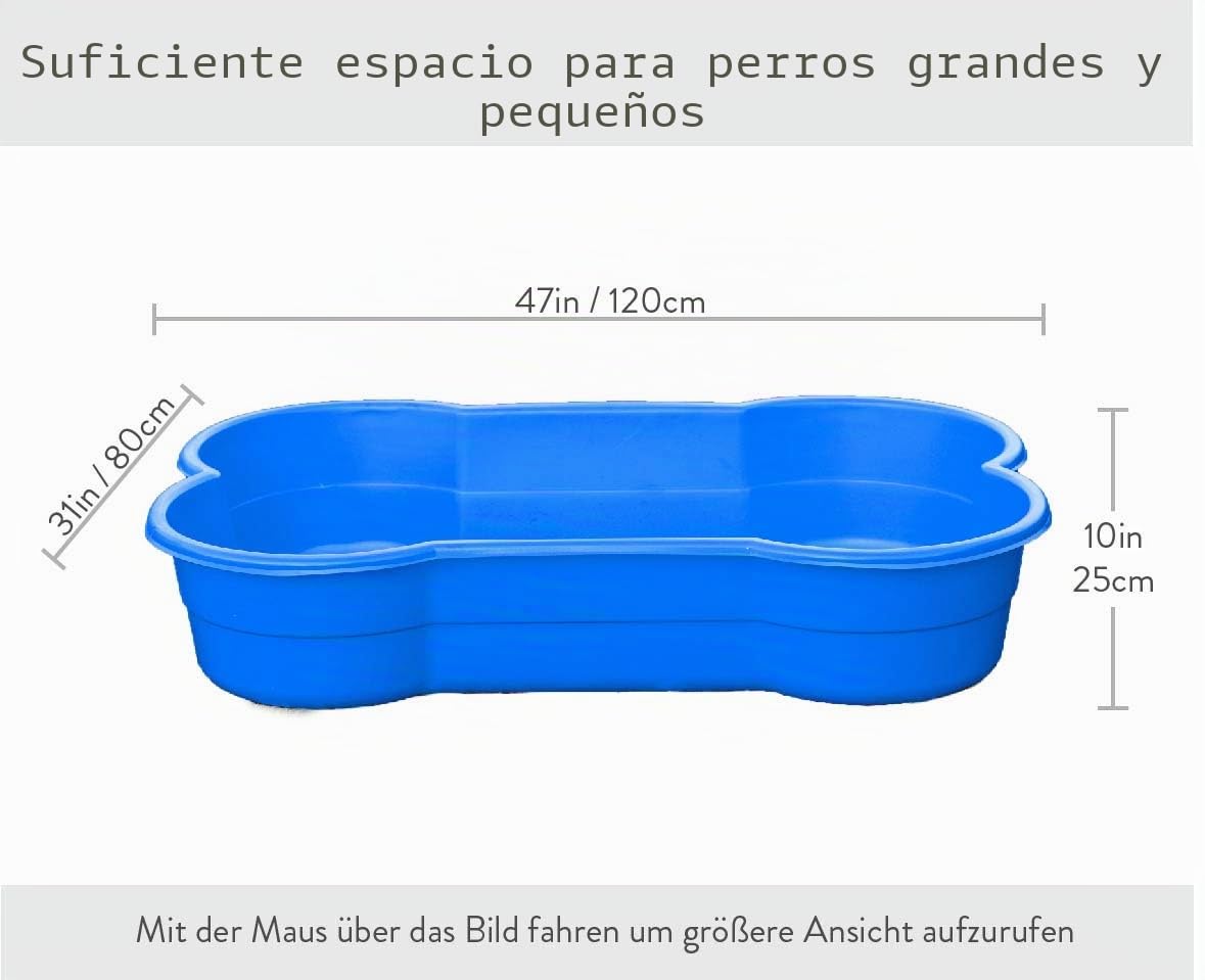 Piscina para perros en forma de hueso - 120 cm, color rojo, para perros grandes y pequeños, utilizable como cama para perros, resistente a mordeduras y garras, resistente a los rayos UV, 100%