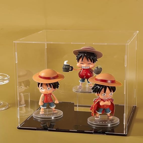 Image of RAPAL Clear Acrylic Display Case, 12 x 6 x 10 inch Self Assemble Small Display Box Stand with Black Base, Dustproof Protection Showcase for Collectibles Memorabilia Figurines