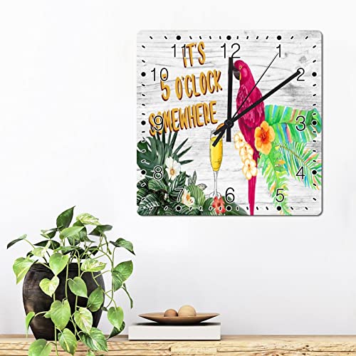 Horloge murale fleurs et perroquet pour mur vide - 3