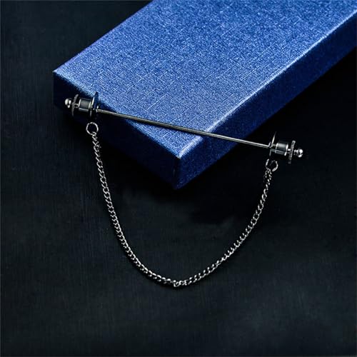 Image of Chain Lapel Pin Collar Bar Tassel Brooch Classic Ball Head Brass Shirt Collar Bar Tie Pins for Men Wedding Business