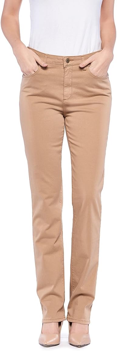 OranJeans 0C374 Pantalón Corte Recto para Mujer en Tejido Saten Elastico  con Tacto Suave en Color Camel Talla 42: Amazon.es: Ropa