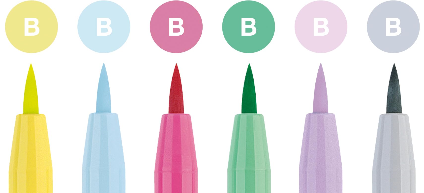 Faber-Castell Pitt Çizim Kalemi Fırça Uç "Pastel Renkler" 6'lı Poşet, 6 Renk