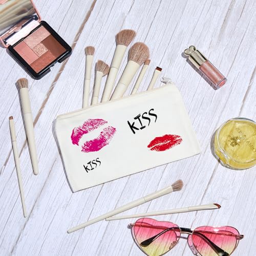 Image of Frienda 50 Pcs Canvas Zipper Pouch Bulk Gift Small Blank Pouch Makeup Bag Cosmetic Toiletry Bag Appreciation Gift for DIY Craft Projects Employee Coworkers Staff Team(Beige Zipper)