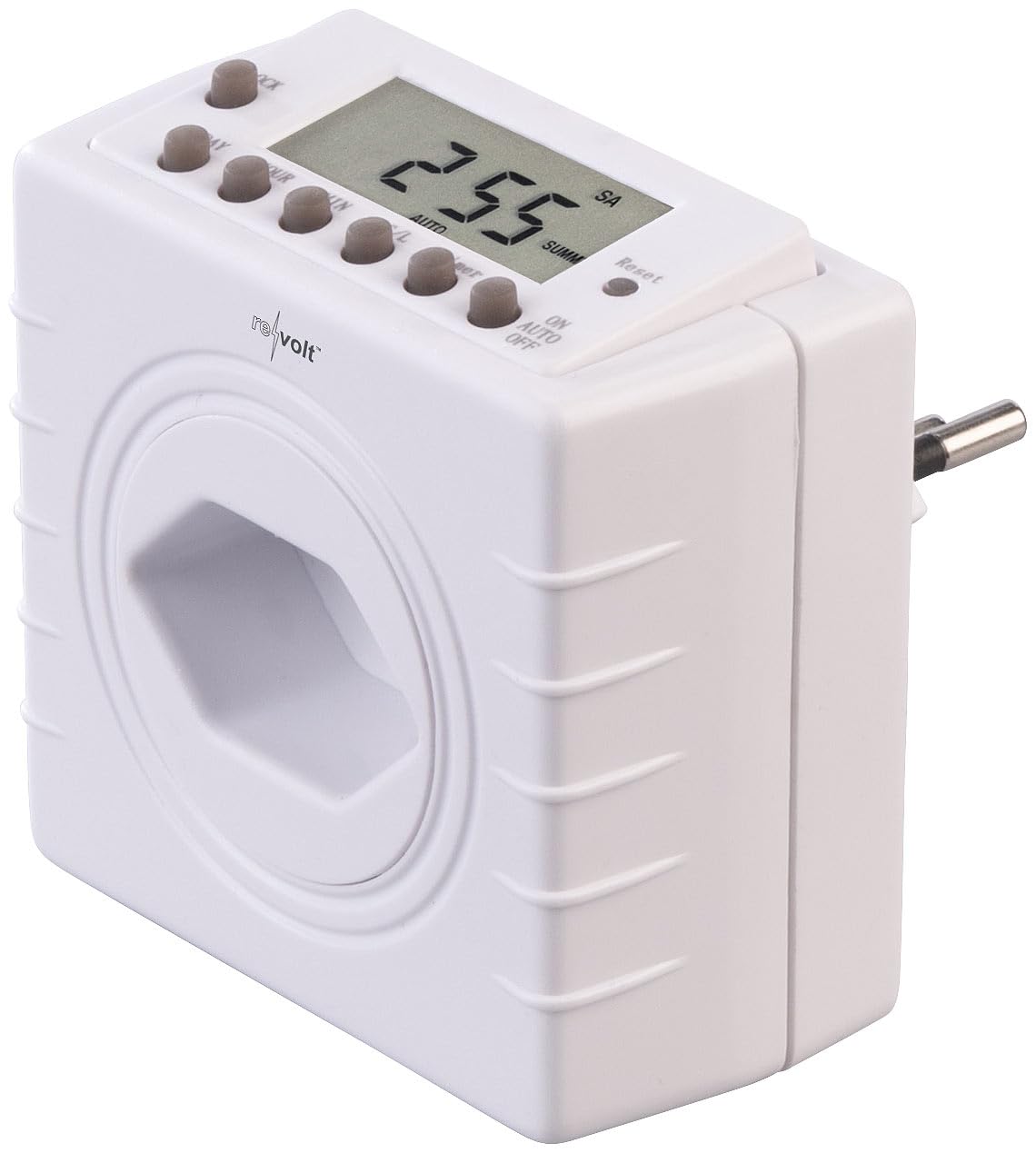 revolt timer per programmazione: Set da 4 Timer, per presa svizzera (Tipo J), Display LCD, fino a 2.300 watt (interruttore temporizzato 230v, digitale, riscaldamento)