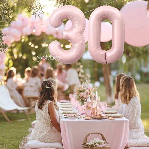 Image of 40 Inch Light Pink Number 30 Balloon 0-9 30th Foil Big Giant | Digital for Birthday Anniversary Graduation Decorations