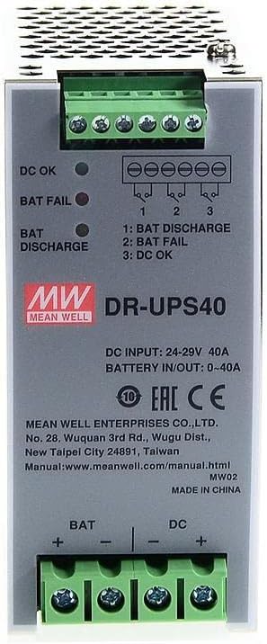 MW MEAN WELL Plastic Case DR-UPS40 21-29V 40A Supplementary DC UPS DC UPS Module DC-DC Single Output Power Supply (DR-UPS40)