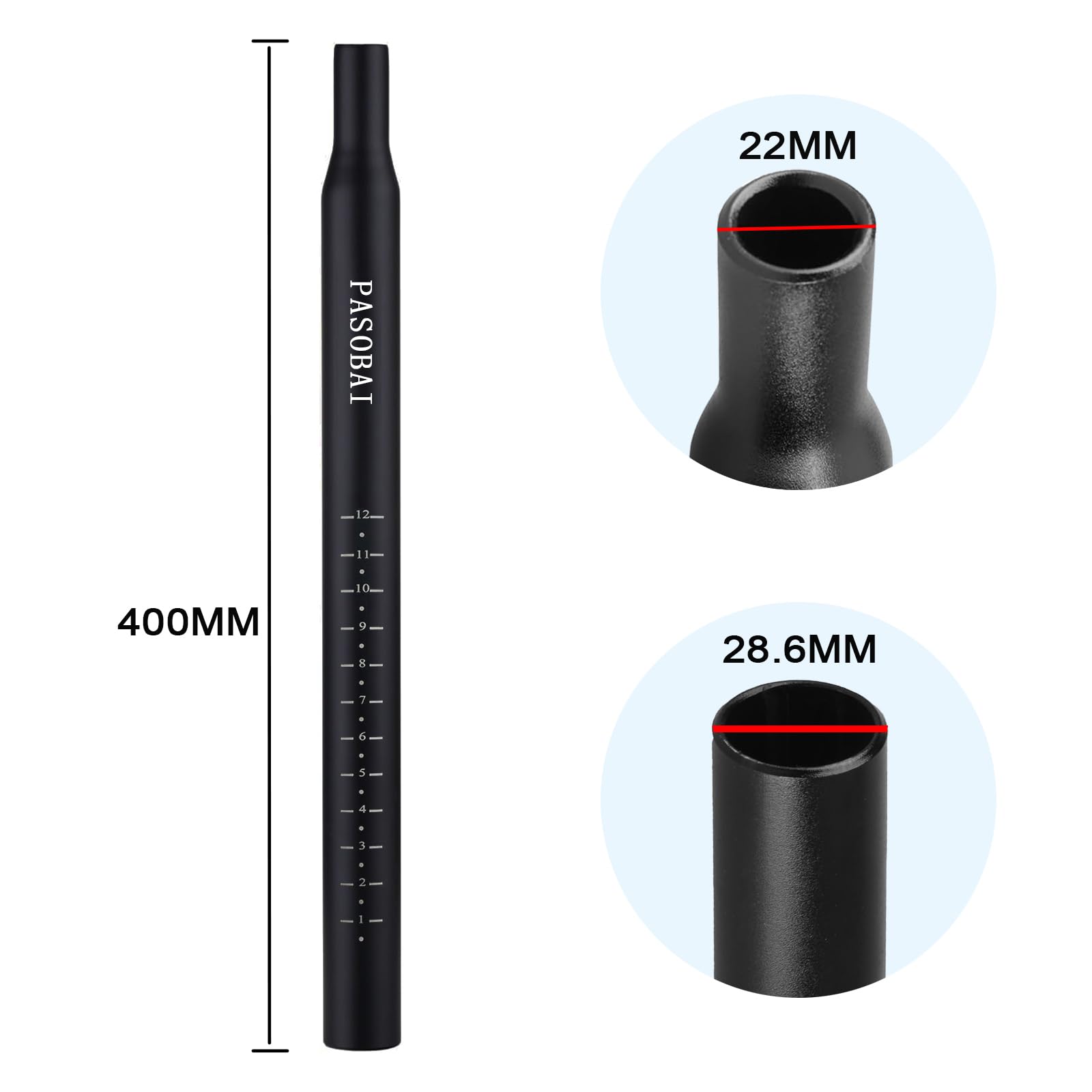 ?28.6 Bike Seatpost, 400mm Length Bicycle Seat Post Aluminum Alloy Bicycle Seat Tube for Mountain Bike and Road Bike and Folding Bicycle
