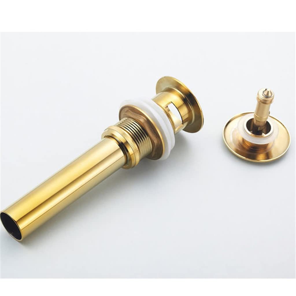 Italiano: Drenaggio del lavandino del Bacino del Bagno Drenaggio a -up del lavello Placcato Dorato con/Senza Accessori del Bagno di Overflow(3-Pack)