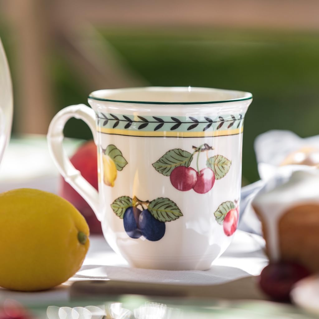 Villeroy & Boch French Garden Fleurence Collection Coffee/Tea Mug, Premium Porcelain, Made in Germany, Dishwasher and Microwave Safe, 8.5 oz Capacity, White/Multicolored