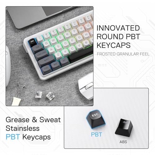 K722 PRO 60% tastiera wireless Gasket RGB gaming, 60% hot-swap, tastiera meccanica compatta con base free-mod, riduzione del rumore a 5 strati e tappi per tasti PBT rotondi, interruttore - Tastiera gaming - Immagine 6