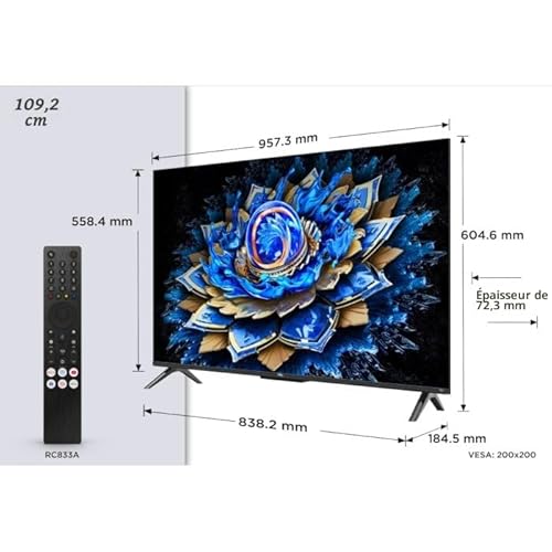 TCL 43T69C 43 pouces QLED TV LED directe 4K HDR Smart Google TV Dolby Vision & Atmos Game Master Motion Clarity compatible avec Google Assistant et Alexa - vue 9