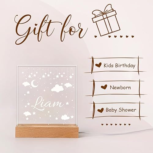 Miniatura 4 de Luz nocturna con nombre personalizado, luz nocturna para bebé, con estrellas, luz individual para dormitorio, regalo de cumpleaños para niños