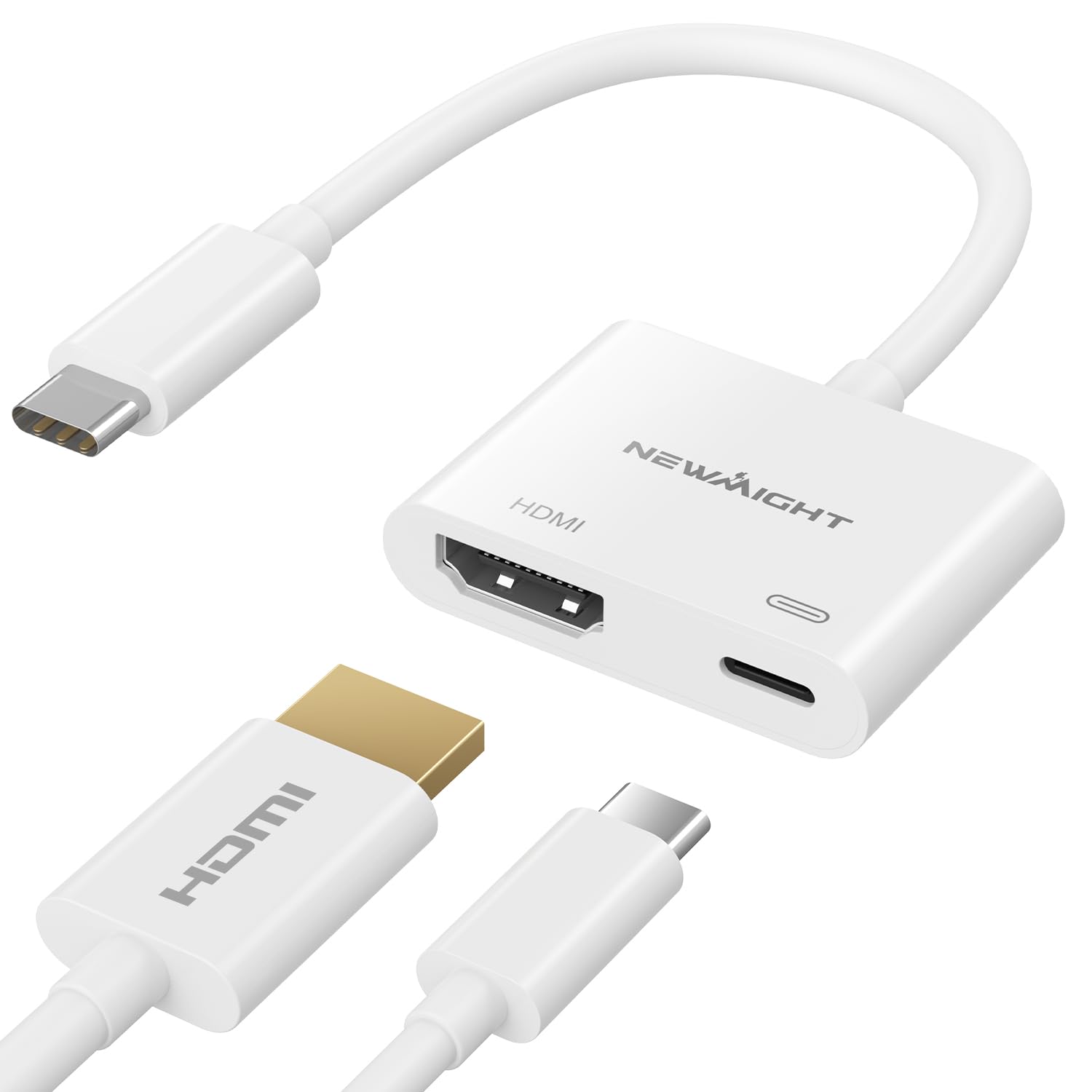 Newmight USB C to HDMI Adapter for iPhone 16/15 to TV, 4K@60Hz USB-C to HDMI Digital AV Adapter with 100W Fast Charging Port, Type C to HDMI Adapter for iPhone 16/15 Series/MacBook Pro/iPad Pro
