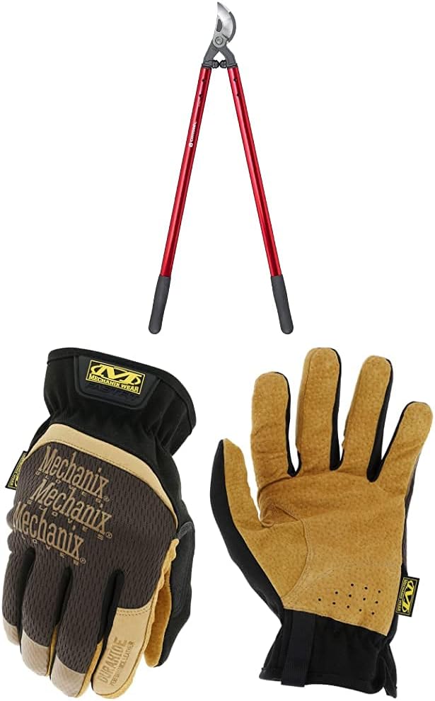 Corona AL 8462 High-Performance Orchard Lopper, 32-Inch Length + Mechanix Wear LFF-75-011 : DuraHide FastFit Leather Work Gloves (X-Large, Brown/Black)