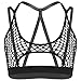 YONGHS Womens Hollow Out Fishnet Crisscross Back Crop Tops Cutout Vest Gym Workout Yoga Sports Bra Black Large