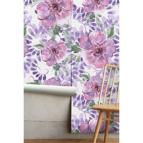 Papier Peint Fleurs Violettes pour Masquer les Murs Abîmés - 5