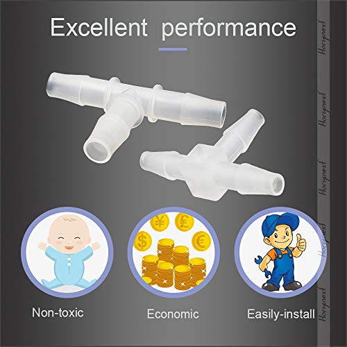 Horiznext T Shape Plastic (Pp Polypropylene) 3 Way Barb Fitting 3/16" Quick Connect To Air Hose, Oxygen Tubing, Water Pipe (Pack Of 10 Pcs) #TOP4