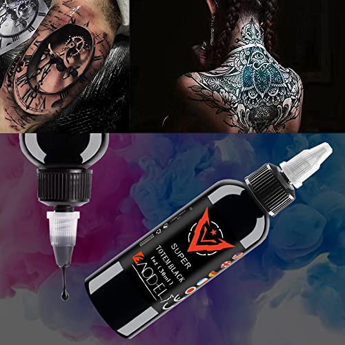 Professionelle Tattoo-Farben - Neueste Tribal Lining Shaders Pigments Ultra Black für Lining und Schattierung, Permanent Make-up, Tattoos, lackiert (Schwarz) (120ml) Cover